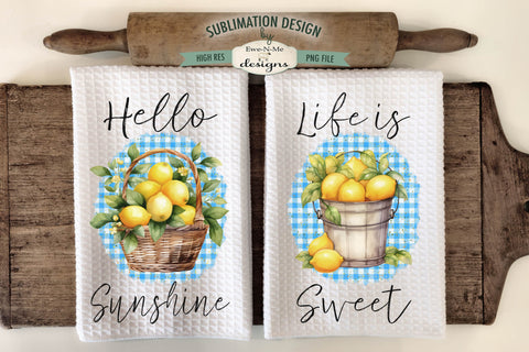 Cheerful Lemon Sublimation Kitchen Towel Designs Sublimation Ewe-N-Me Designs 