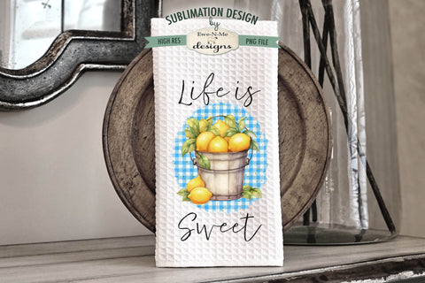 Cheerful Lemon Sublimation Kitchen Towel Designs Sublimation Ewe-N-Me Designs 