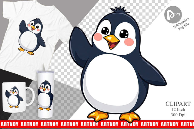 Cheerful Penguin Clipart Sublimation artnoy 