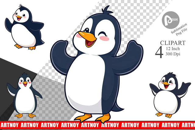 Cheerful Penguin Clipart Sublimation artnoy 