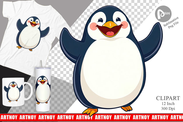 Cheerful Penguin Clipart Sublimation artnoy 