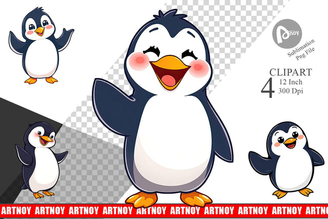 Cheerful Penguin Clipart Sublimation artnoy 