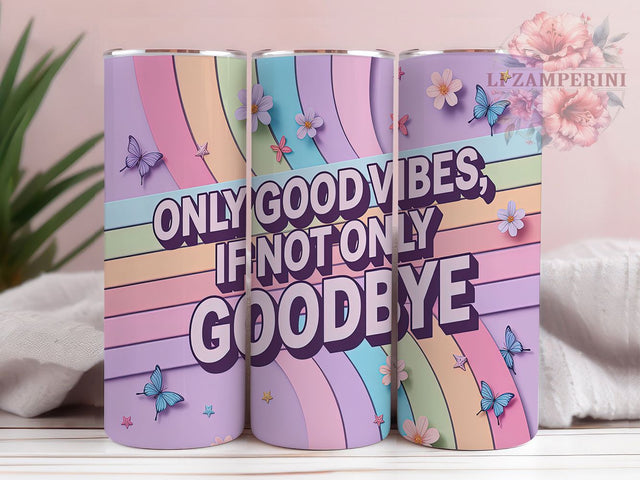 Cheerful & Radiant Retro Good Vibes Tumbler, Cute Positive Quote Wrap, 70s Hippie Sublimation, Girly Inspirational Tumbler, 20oz Boho Gift, Self Love Tumbler Design Sublimation Li Zamperini 