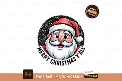 Cheerful Santa Claus Face with Festive Greeting Christmas Sublimation Designangry 