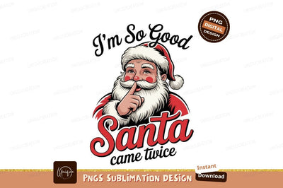 Cheerful Santa Claus with Finger on Lips Christmas Sublimation Designangry 