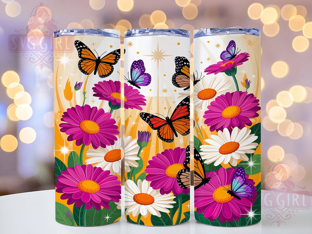 Cheerful Spring Daisy Floral Tumbler, Spring Floral Pattern, Romantic Bloom Design, 20Oz Sublimation Wrap, Cheerful Flower Art, Elegant Spring Texture, Tumbler Sublimation Sublimation SvggirlplusArt 