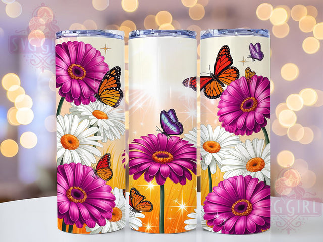 Cheerful Spring Daisy Floral Tumbler, Spring Floral Pattern, Romantic Bloom Design, 20Oz Sublimation Wrap, Cheerful Flower Art, Elegant Spring Texture, Tumbler Sublimation Sublimation SvggirlplusArt 