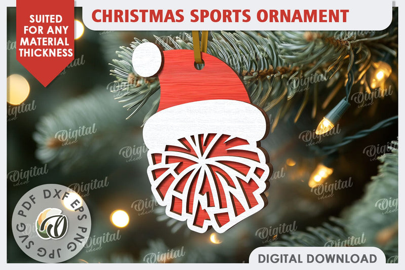 Cheerleader Christmas Ornament Laser Cut. Santa Hat SVG SVG Evgenyia Guschina 