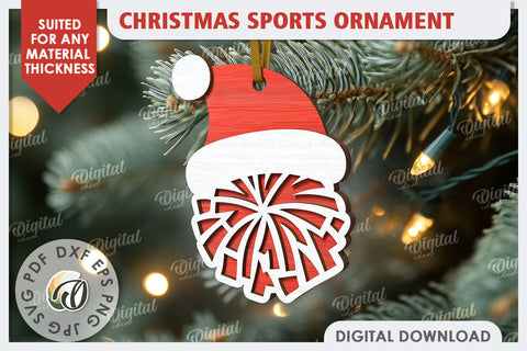 Cheerleader Christmas Ornament Laser Cut. Santa Hat SVG SVG Evgenyia Guschina 