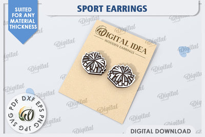 Cheerleader Earrings Laser Cut. Sports Stud Earrings SVG SVG Evgenyia Guschina 