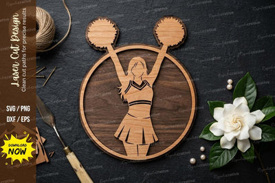 Cheerleader Frame laser Cut svg Cutting file , cheerleader svg, cheer girl svg design, SVG Regulrcrative 