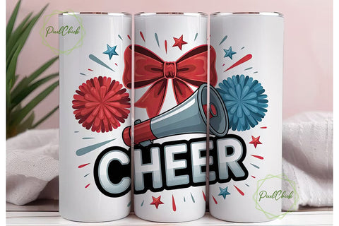 Cheerleader Megaphone 20oz Tumbler Wrap Sublimation PixelChick 
