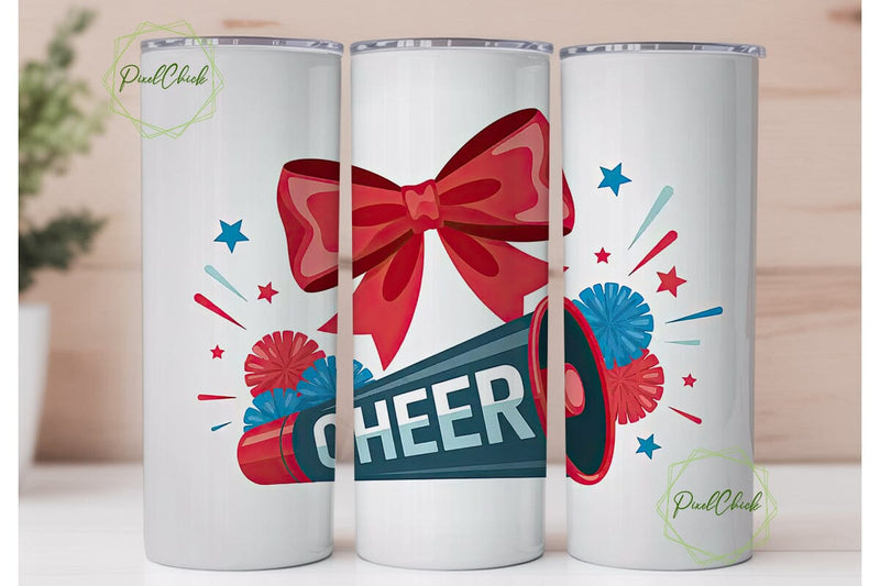 Cheerleader Megaphone 20oz Tumbler Wrap Sublimation PixelChick 