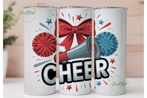 Cheerleader Megaphone 20oz Tumbler Wrap Sublimation PixelChick 