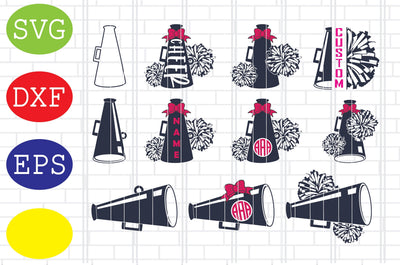 Cheerleader Pom and Megaphone Svg, Cheerleader Svg, Cheerleading Vector, Cheer Pom Poms Cut Files, Sport Svg, Jpg, Eps, Dxf Files SVG DigitalSvgFiles 