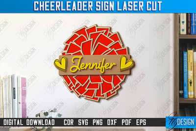 Cheerleader Sign Laser Cut | Personalized Sign | Wall Décor | Cheer Girl | Cheer Team | CNC File SVG Fly Design 