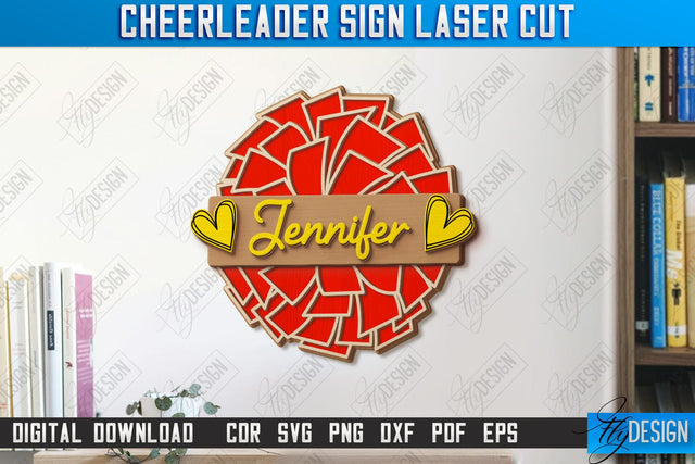 Cheerleader Sign Laser Cut | Personalized Sign | Wall Décor | Cheer Girl | Cheer Team | CNC File SVG Fly Design 