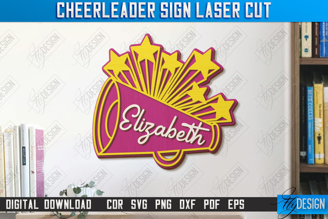 Cheerleader Sign Laser Cut | Personalized Sign | Wall Décor | Cheer Girl | Cheer Team | CNC File SVG Fly Design 