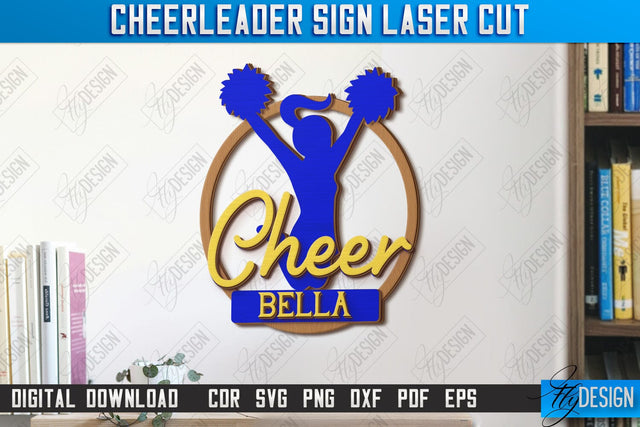 Cheerleader Sign Laser Cut | Personalized Sign | Wall Décor | Cheer Girl | Cheer Team | CNC File SVG Fly Design 