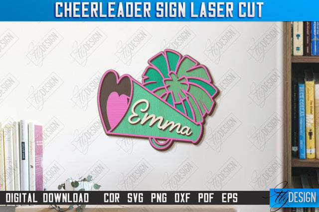 Cheerleader Sign Laser Cut | Personalized Sign | Wall Décor | Cheer Girl | Cheer Team | CNC File SVG Fly Design 