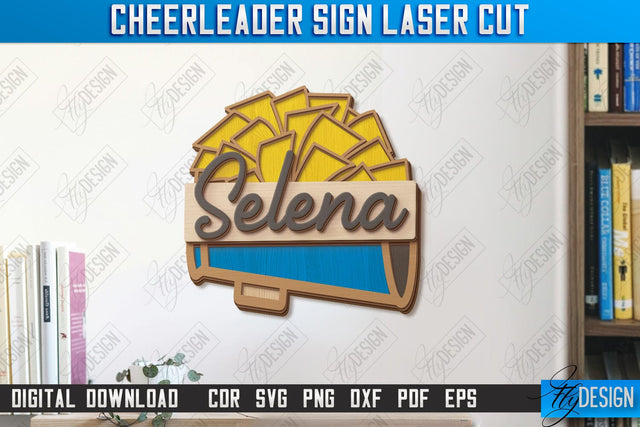 Cheerleader Sign Laser Cut | Personalized Sign | Wall Décor | Cheer Girl | Cheer Team | CNC File SVG Fly Design 