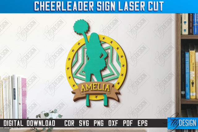 Cheerleader Sign Laser Cut | Personalized Sign | Wall Décor | Cheer Girl | Cheer Team | CNC File SVG Fly Design 