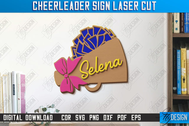 Cheerleader Sign Laser Cut | Personalized Sign | Wall Décor | Cheer Girl | Cheer Team | CNC File SVG Fly Design 