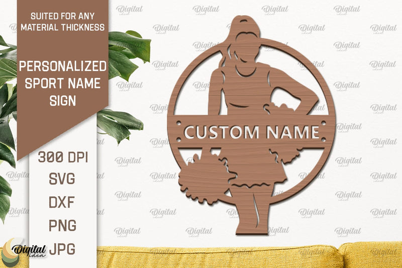 Cheerleader Sign Laser Cut. Personalized Sport Name Sign SVG Evgenyia Guschina 