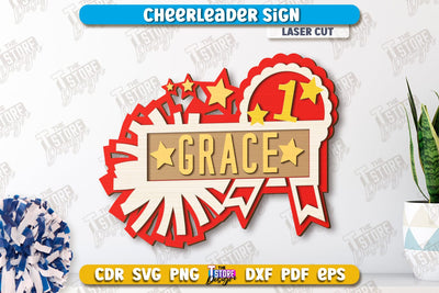 Cheerleader Sign | Personalized Sign | Wall Décor | Cheer Girl | Cheer Team | CNC File SVG The T Store Design 