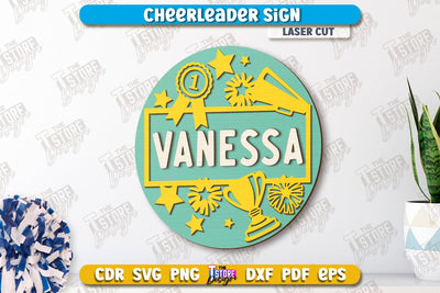 Cheerleader Sign | Personalized Sign | Wall Décor | Cheer Girl | Cheer Team | CNC File SVG The T Store Design 