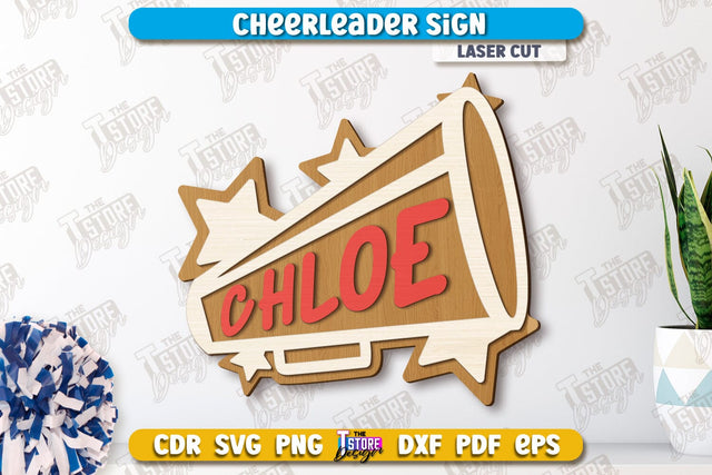 Cheerleader Sign | Personalized Sign | Wall Décor | Cheer Girl | Cheer Team | CNC File SVG The T Store Design 