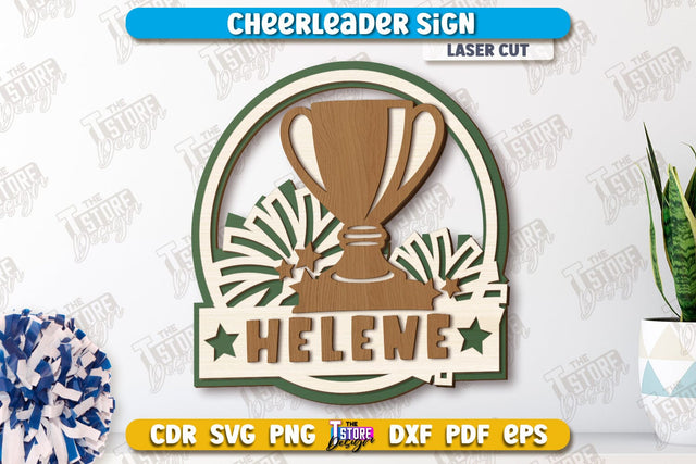 Cheerleader Sign | Personalized Sign | Wall Décor | Cheer Girl | Cheer Team | CNC File SVG The T Store Design 