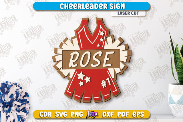 Cheerleader Sign | Personalized Sign | Wall Décor | Cheer Girl | Cheer Team | CNC File SVG The T Store Design 