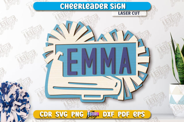 Cheerleader Sign | Personalized Sign | Wall Décor | Cheer Girl | Cheer Team | CNC File SVG The T Store Design 