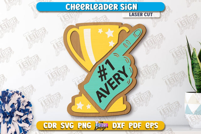 Cheerleader Sign | Personalized Sign | Wall Décor | Cheer Girl | Cheer Team | CNC File SVG The T Store Design 