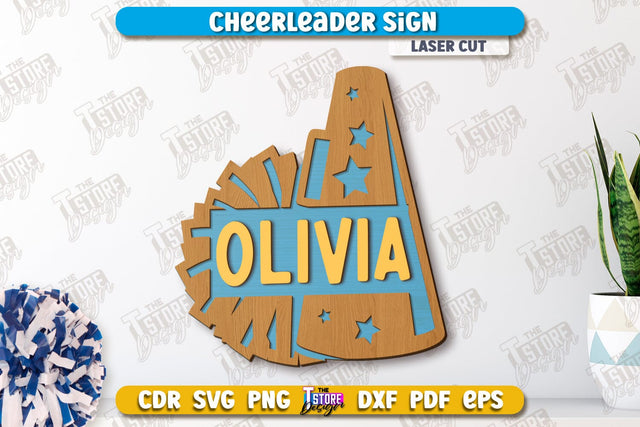 Cheerleader Sign | Personalized Sign | Wall Décor | Cheer Girl | Cheer Team | CNC File SVG The T Store Design 