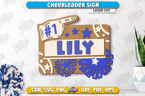 Cheerleader Signs Bundle | Personalized Signs | Wall Décor | Cheer Girl | Cheer Team | CNC Files SVG The T Store Design 
