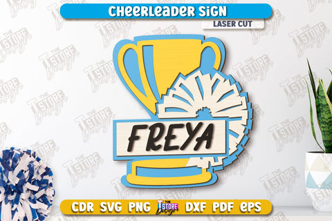 Cheerleader Signs Bundle | Personalized Signs | Wall Décor | Cheer Girl | Cheer Team | CNC Files SVG The T Store Design 