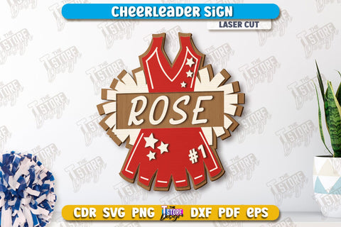 Cheerleader Signs Bundle | Personalized Signs | Wall Décor | Cheer Girl | Cheer Team | CNC Files SVG The T Store Design 