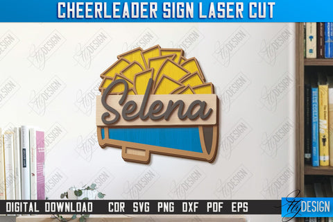 Cheerleader Signs Laser Cut Bundle | Personalized Sign | Wall Décor | Cheer Girl | Cheer Team | CNC Files SVG Fly Design 