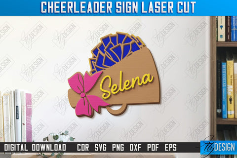 Cheerleader Signs Laser Cut Bundle | Personalized Sign | Wall Décor | Cheer Girl | Cheer Team | CNC Files SVG Fly Design 