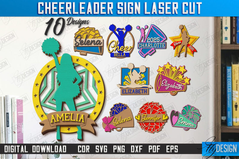 Cheerleader Signs Laser Cut Bundle | Personalized Sign | Wall Décor ...