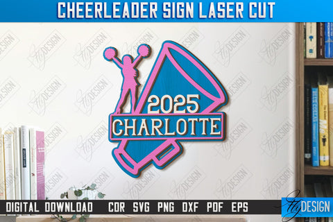 Cheerleader Signs Laser Cut Bundle | Personalized Sign | Wall Décor | Cheer Girl | Cheer Team | CNC Files SVG Fly Design 