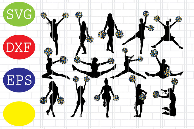 Cheerleader Svg, Cheerleading Vector, Cheer Pom Poms Cut Files, Sport Svg, Jpg, Eps, Dxf Files SVG DigitalSvgFiles 
