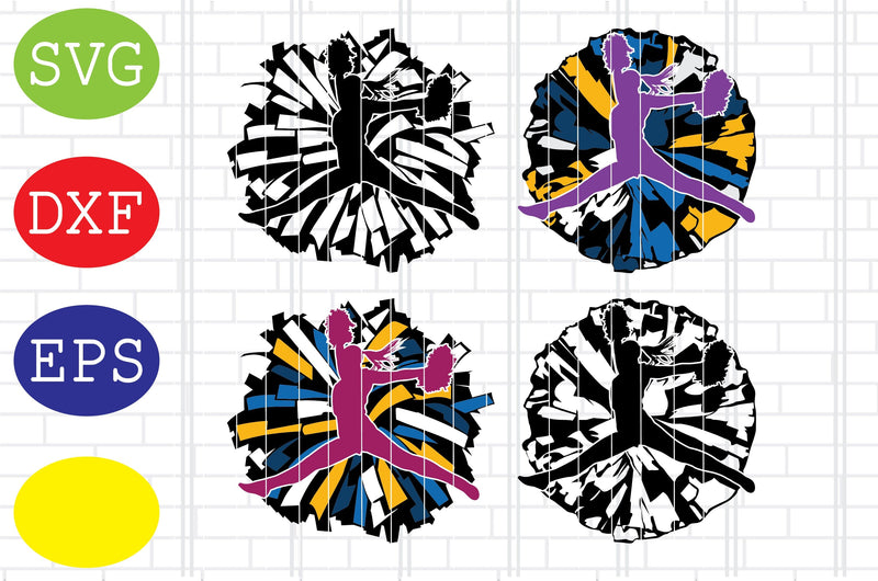 Cheerleader Svg, Cheerleading Vector, Cheer Pom Poms Cut Files, Sport ...