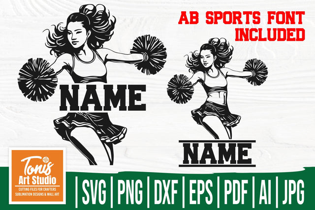 Cheerleader Svg, Pop Pom Svg, Cheer Svg, Cheerleading Png, Cheer Clipart, Cheer Coach Shirt, Cheerleading Graphic, Split Name Frame SVG TonisArtStudio 