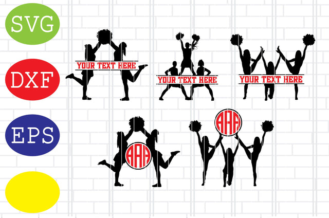 Cheerleader Text Monogram Svg, Cheerleader Svg, Cheerleading Vector, Cheer Pom Poms Cut Files, Sport Svg, Jpg, Eps, Dxf Files SVG DigitalSvgFiles 