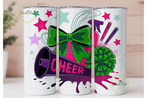 Cheerleader Tumbler Wrap PNG Sublimation PixelChick 