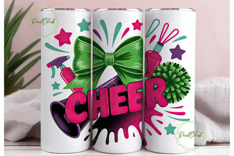 Cheerleader Tumbler Wrap PNG Sublimation PixelChick 