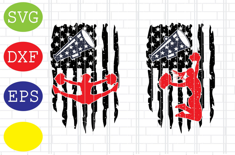 Cheerleader US Flag Svg, Cheer Pom Poms Cut Files, Sport Svg, Jpg, Eps, Dxf Files SVG DigitalSvgFiles 